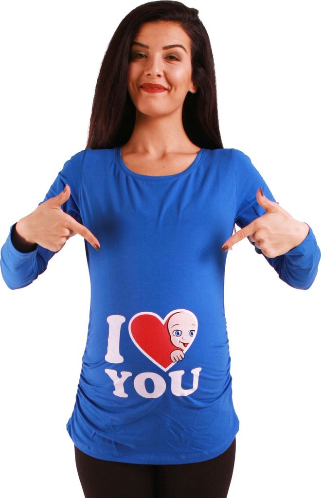 M.M.C. Umstandslangarmshirt I Love You mit Motiv, M, Dunkelblau