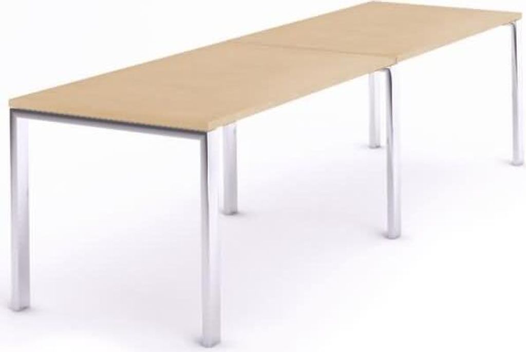 Mehrfacharbeitstisch Total BxTxH 360x80x73cm Gestell verchromt Platte Melamin buche.