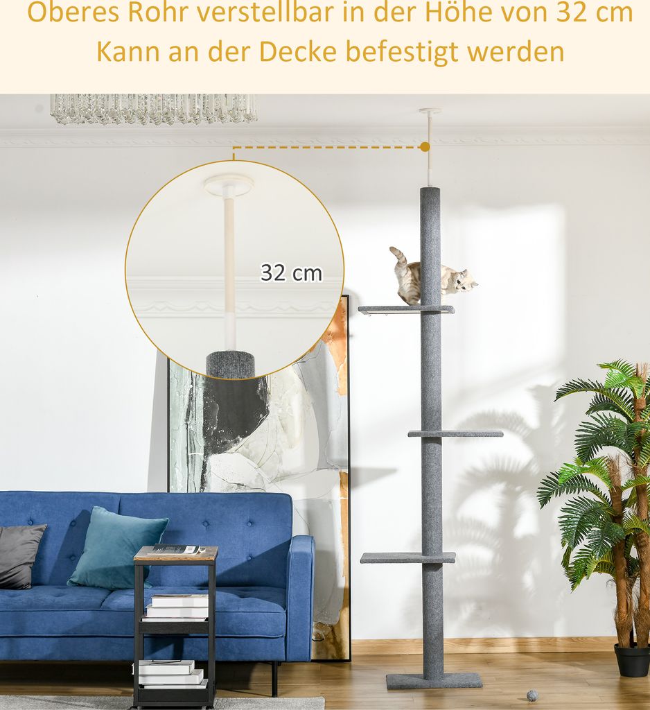 PawHut Kratzbaum Deckenhoch, 228-260 cm Höhenverstellbarer Produktbild 5