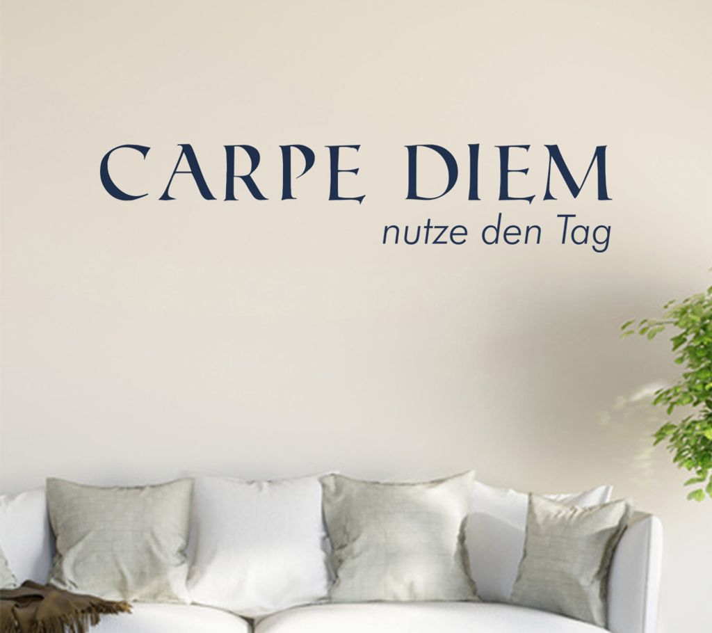 Carpe Diem Wandtattoo in 6 Größen - Wandaufkleber Wall Sticker - Dekoration, Küche, Wohnzimmer, Schlafzimmer, Badezimmer