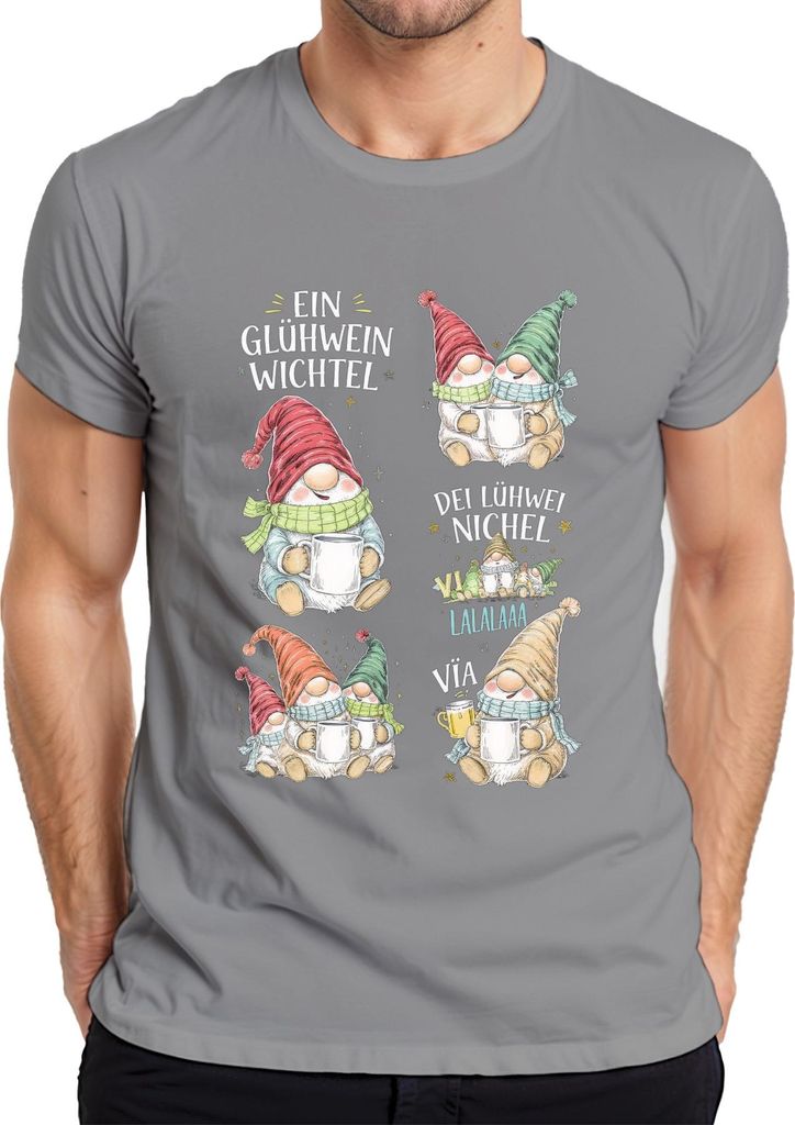 Ein Glühwein Wichtel Weihnachtswichtel Weihnachten Gemütlich Herren T-Shirt, Grau, S