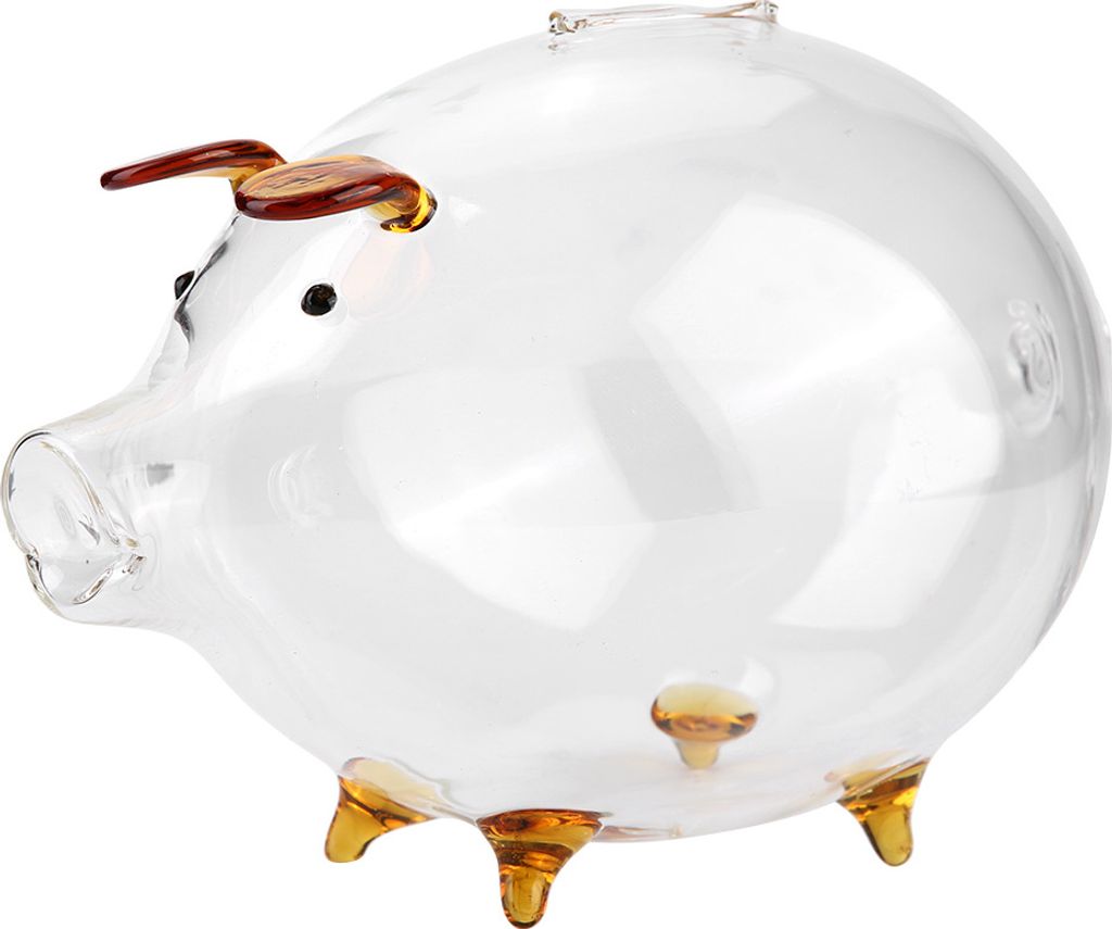 Przezroczysta szklana skarbonka na monety Świnka Skarbonka Zdjęcie produktu 
