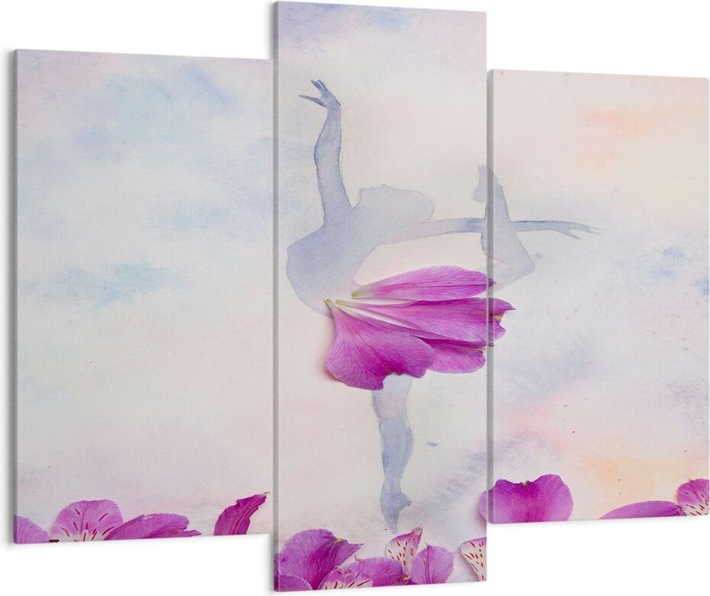 Bild auf Leinwand - Leinwandbild - Ballett Blumen Mädchen Eleganz - 130x100cm - Wand Bild - Wanddeko - Leinwanddruck - Bilder - Kunstdruck - Leinw...