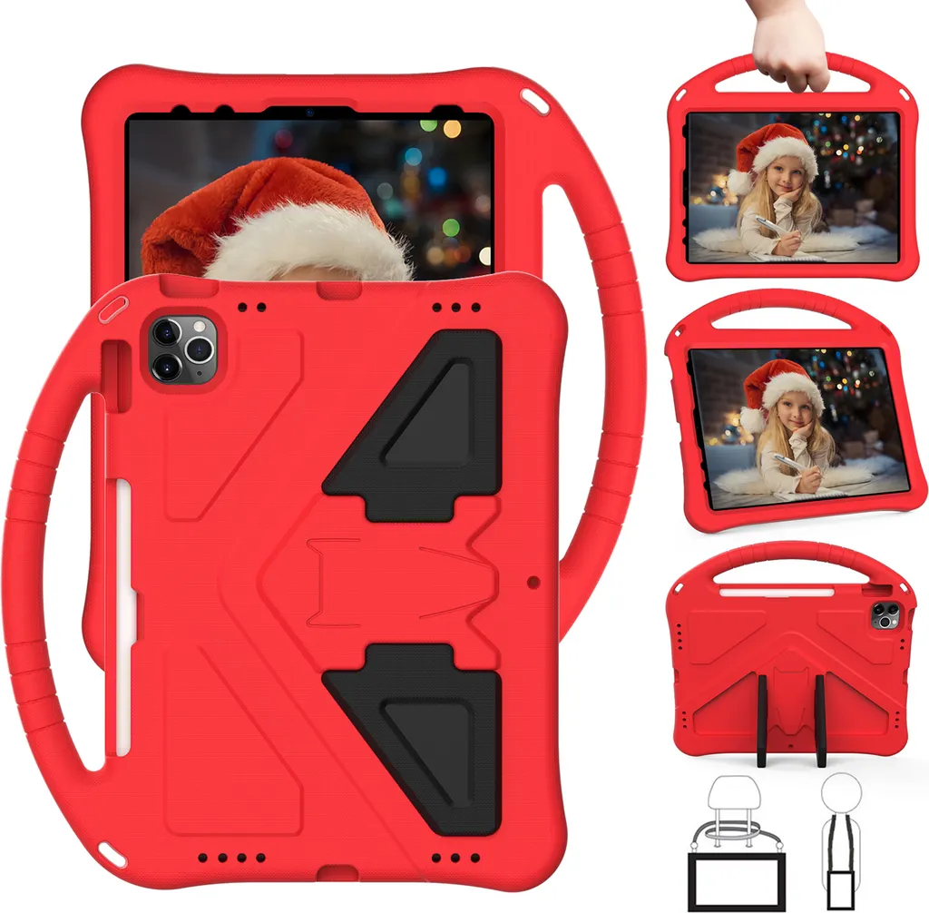 Cover iPad 11" 2025 Bambini: Custodia EVA Rossa con Supporto - 1