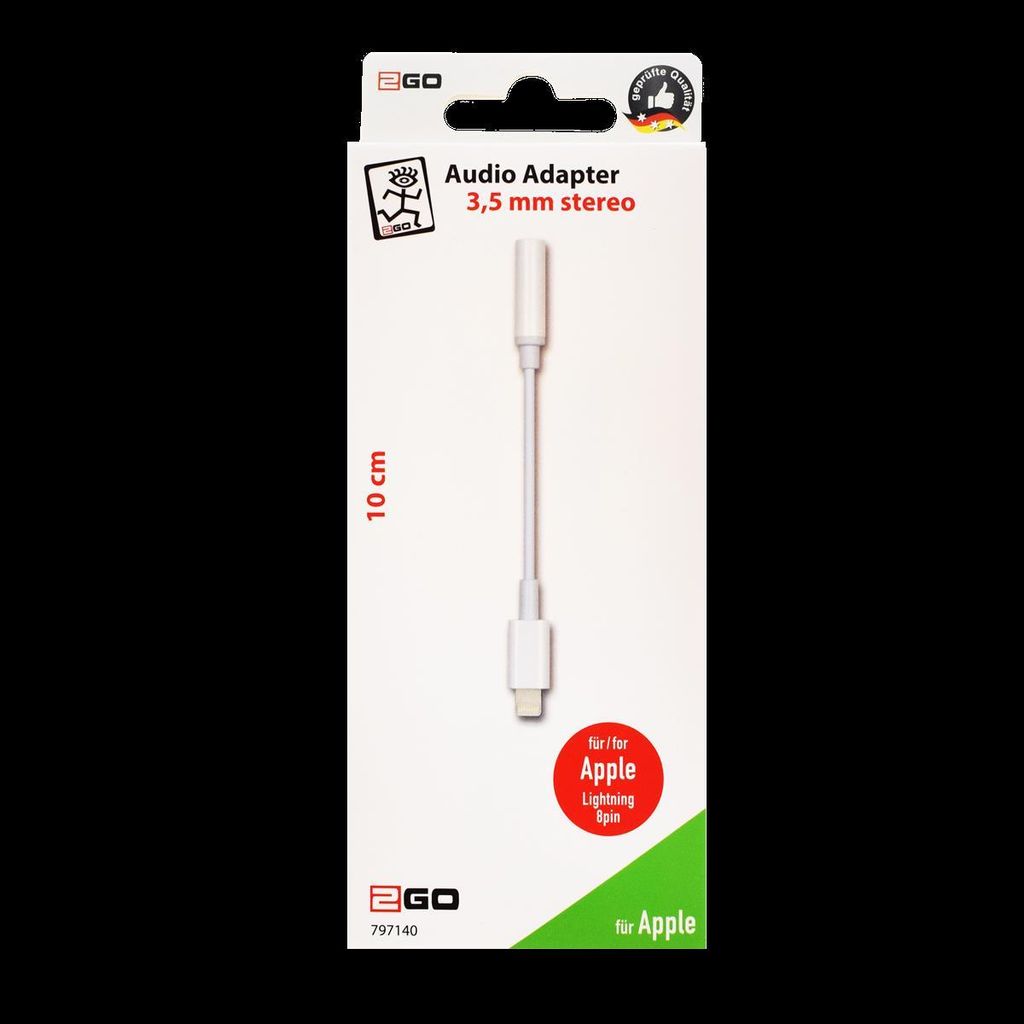 2GO 797140, 3.5mm, Männlich, Lightning, Männlich, 0,1 m, Produktbild 