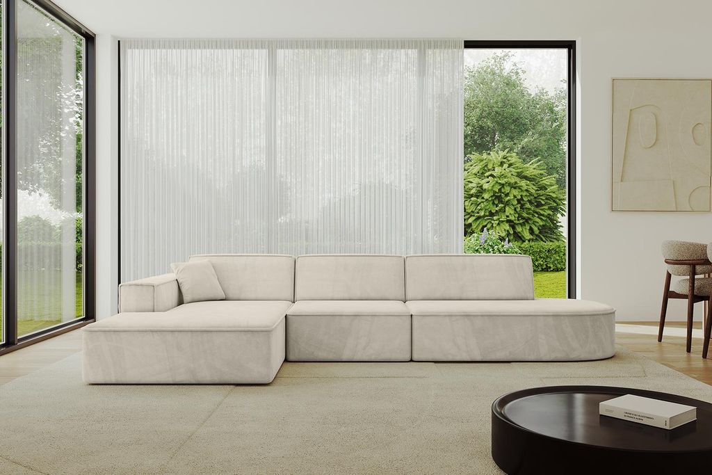 ALTDECOR Ecksofa in L-Form IREA-L2-v4 327x165x77 cm Beige Corner Sofa Eckcouch Couch Wohnlandschaft Cauchsofa
