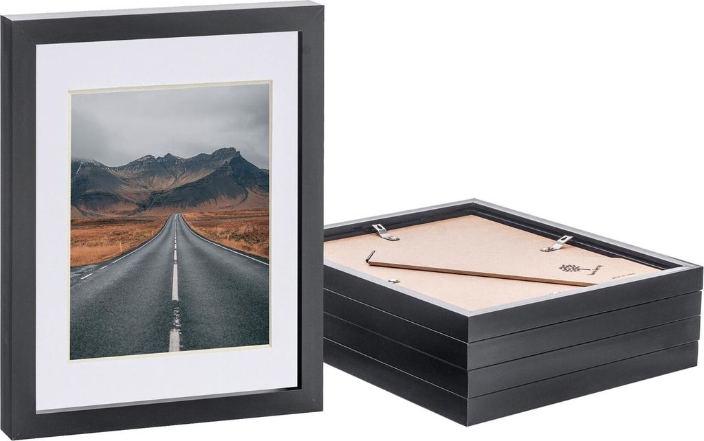 Nicola Spring Bilderrahmen mit 12,7 x 17,8 cm Passepartout – 20,3 x 25,4 cm – Schwarz/Weiß – 5 Stück