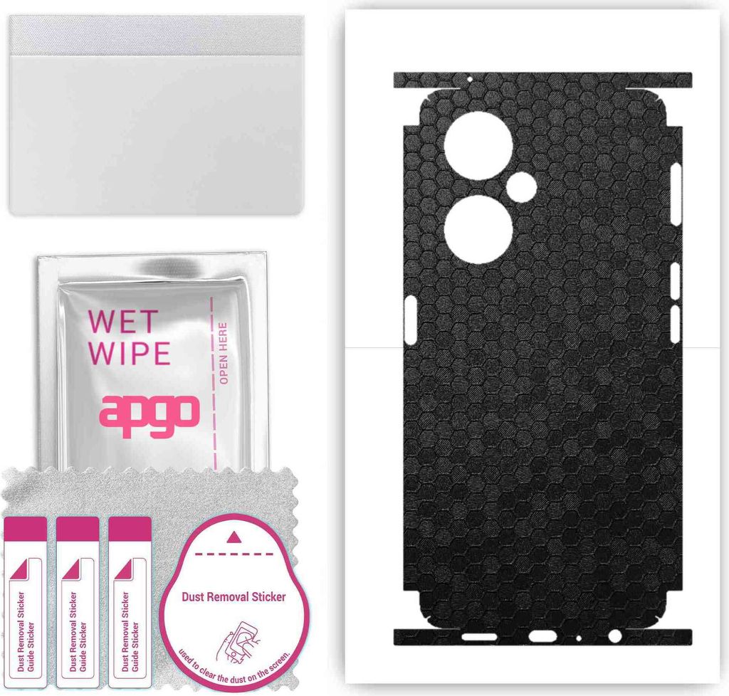 apgo Rückseite + Seiten Schutzfolie, Skin, kompatibel mit Oppo K11X, Hinten Displayschutzfolie aus Vinylfolie, kratzfest, einfache Montage - Schwa...