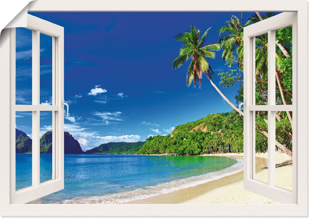 ARTland Poster Fensterblick Paradies - weiß Größe: 100x70 cm