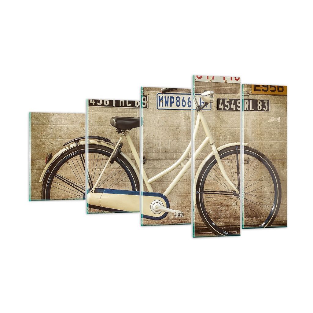 Bilder auf glas - Fahrrad Mauer Straße - 100x60cm - Glasbilder - Wandbilder - Kunstdruck - zum Aufhängen bereit - Wanddekoration aus Glas - Glas ...
