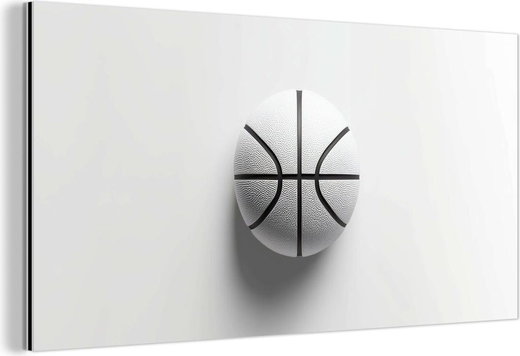 MuchoWow Wanddekoration Metall Metallbild Wandkunst 80x40 cm Basketball - Weiß - Schatten - Linien MuchoWow Aluminium Gemälde - Wanddekoration - ...