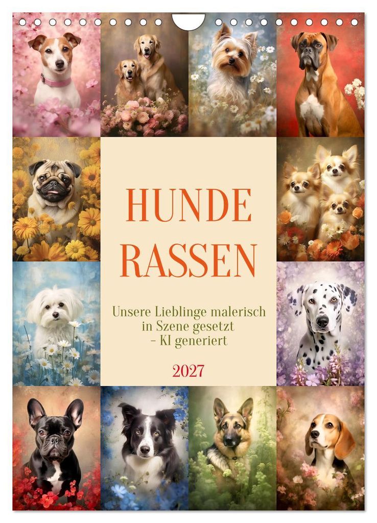 Hunderassen (Wandkalender 2027 DIN A4 hoch), CALVENDO Monatskalender