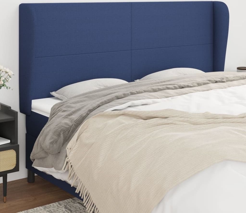 Ankonbej Kopfteil mit Ohren Blau 183x23x118/128 cm Stoff