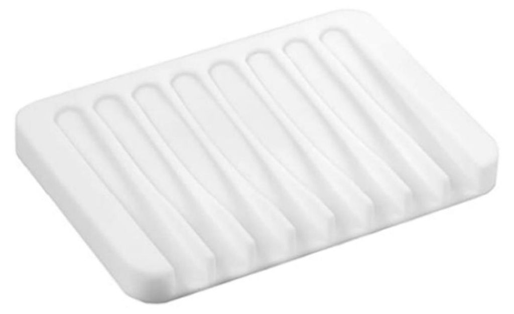 Selbstentleerende Seifenschale aus Silikon mit Wasserfall-Ablauf für Badezimmer, Dusche, Badewanne und Küchenspüle