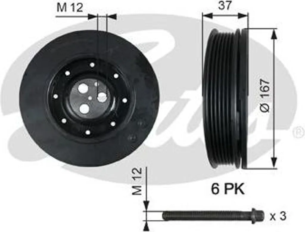 Poulie vilebrequin TVD1060A GATES anti-vibrations pour Ford et Jaguar