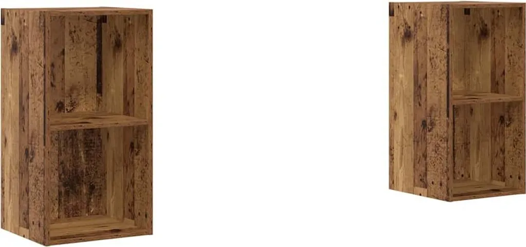 Set mobile TV 2 pezzi legno vecchio 37 x 37 x 72 cm materiale ligneo