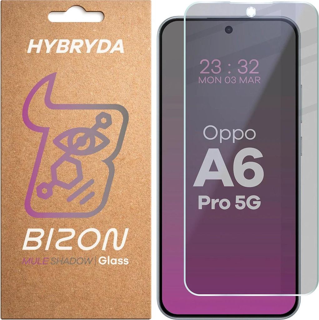 Hybridglas mit Privatschutzfilter für Oppo A6 Pro 5G, Bizon Glass Mule Shadow, Matt