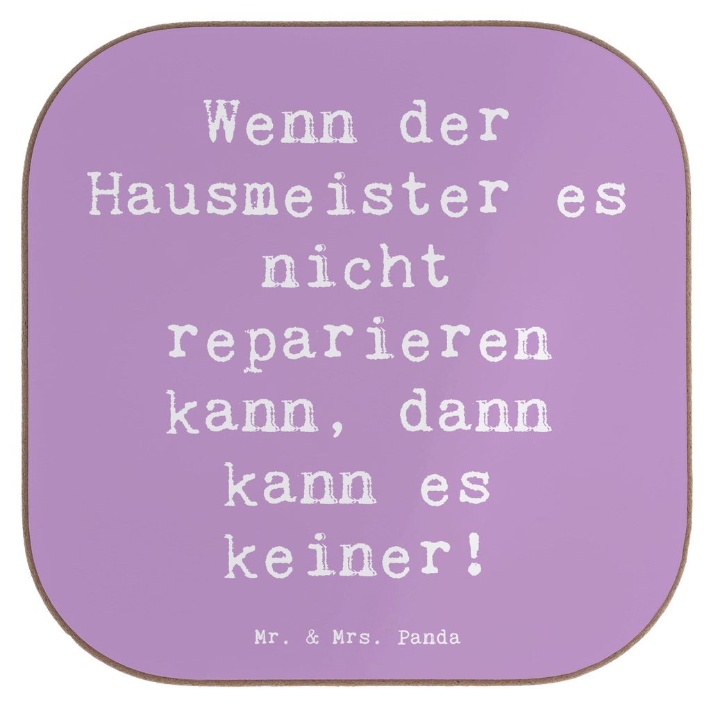 Mr. & Mrs. Panda Untersetzer für Gläser Spruch Hausmeister Hilfe - Lavendeltraum - Geschenk, Berufsleben, personalisierte Geschenke, Beruf, Handw...