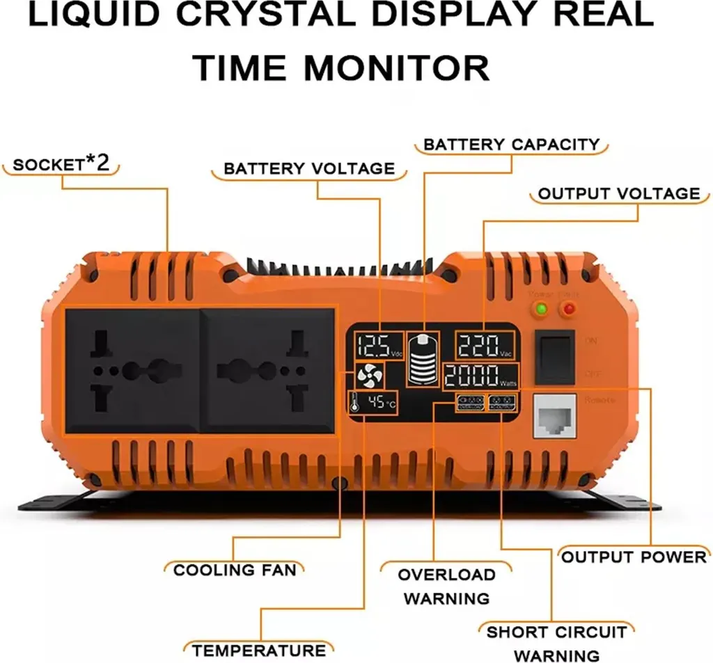 Onduleur Pur Sinus 3000W 24V avec Écran LCD et Télécommande Déportée