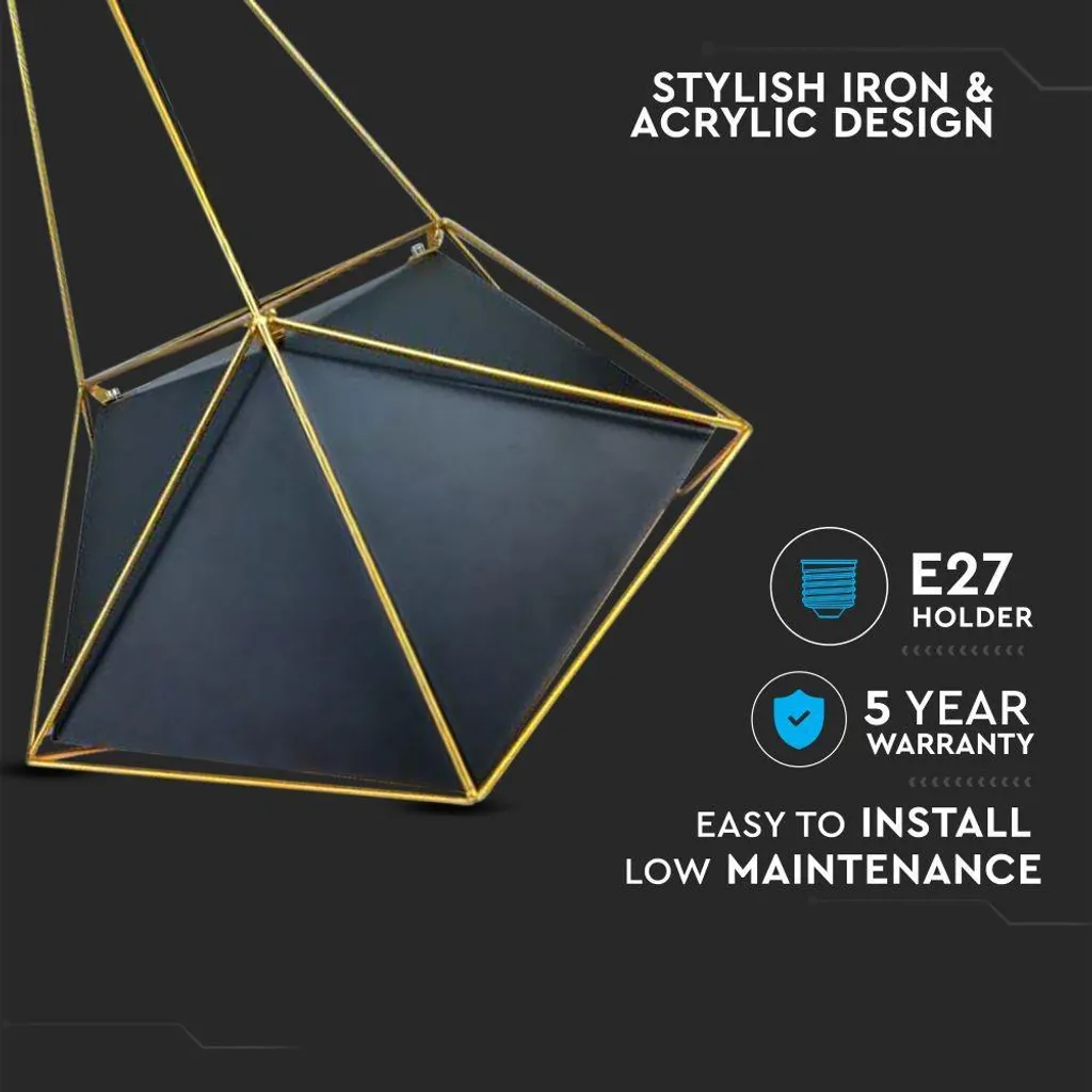 Suspension anti-éblouissement dorée E27 - Solution luminaire chaleureux - 5