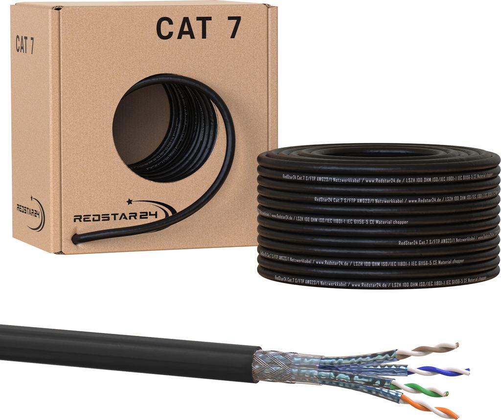 Cat 7 Erdkabel Netzwerkkabel Verlegekabel Outdoor UV Außen Rj45 Stecker CAT 8 50m Keine Wahl