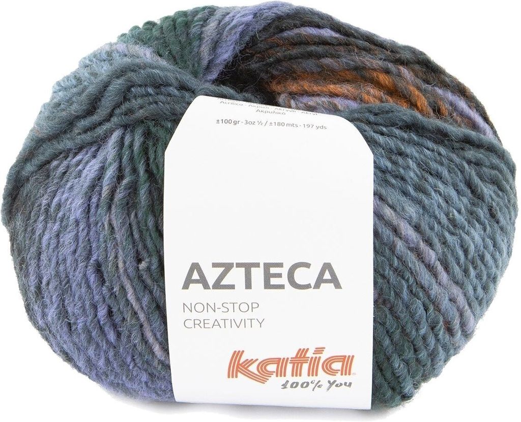 Katia Azteca 7885 Green Blue/Khaki /Orange Strickgarn