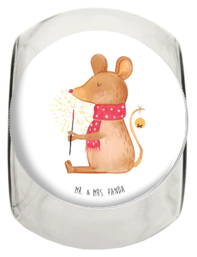 Mr. & Mrs. Panda gewürzglas Maus Weihnachten XL 2000ml - Weiß - Geschenk, Vorratsglas, Naschglas, Weihnachtsmotiv, Mäuschen, Teedose, Kaffeedose...