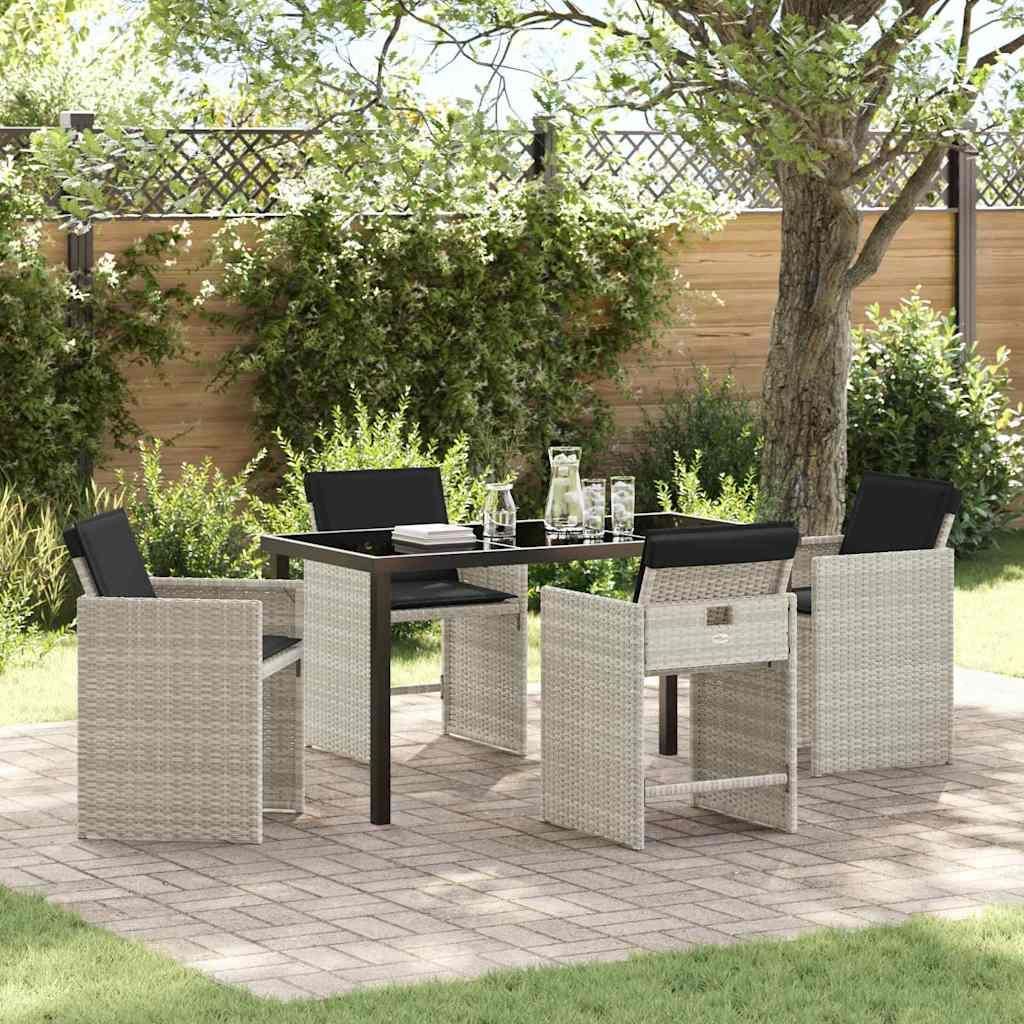 Maison Exclusive - Garten Essgruppe mit Kissen 5 pcs Hellgrau Poly-Rattan