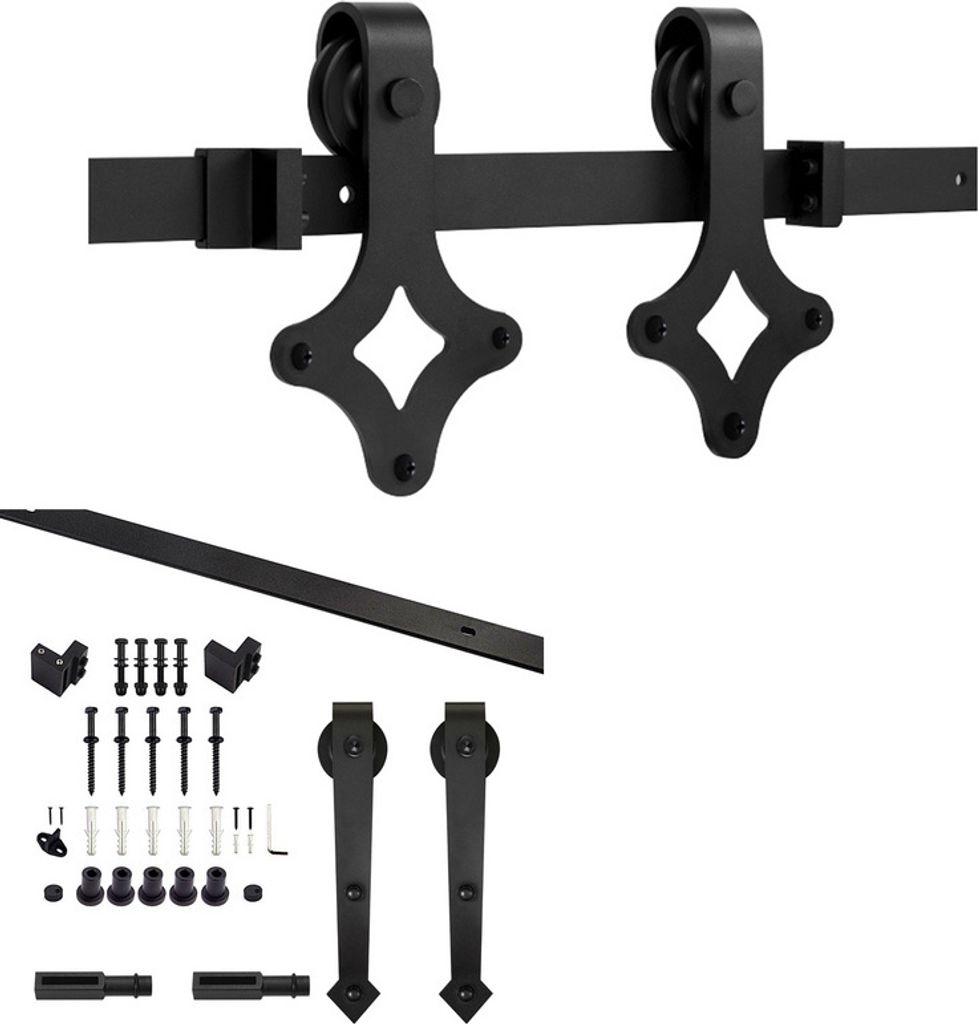 SWANEW Schiebetürsystem Schiebetürbeschlag Set Schiebetür Holzschiebetür—Diamond—183cm