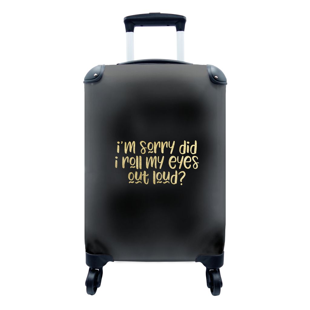 MuchoWow Koffer Handgepäck Trolley Rollkoffer Kleine Reisekoffer mit 4 Rollen - Zitat - Augen - Schwarz - Gold - Cabin Size < 55x40x23 cm & 55x4...