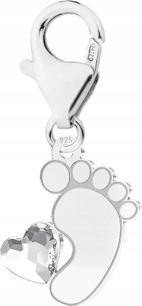 Ideale Regalo Nascita: Ciondolo Piedini Argento 925 e Cuore Swarovski