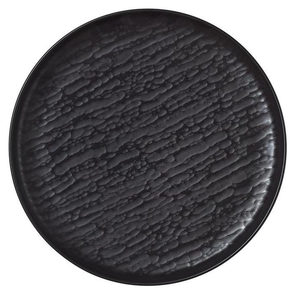 12x Flache Teller 27 cm NOVA Smoke / schwarz Porzellan