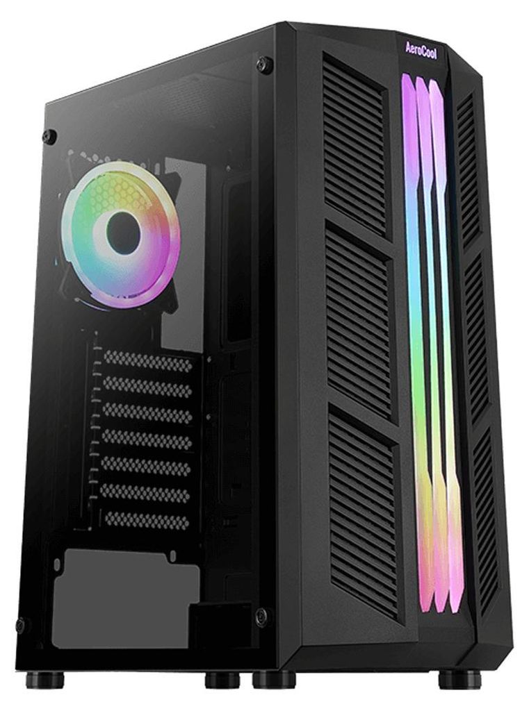 Aerocool Prime-G-BK-v2, Midi Tower, PC, Schwarz, ATX, micro ATX, Mini-ITX, Acrylnitril-Butadien-Styrol (ABS), SPCC, Blau, Grün, Rot