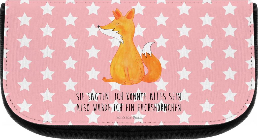 Mr. & Mrs. Panda Kulturbeutel Einhorn Fuchs - Rot Pastell - Geschenk, Unicorns, Schminktasche, Organizer, Kosmetiktasche, kosmetiktäschchen, kultu...