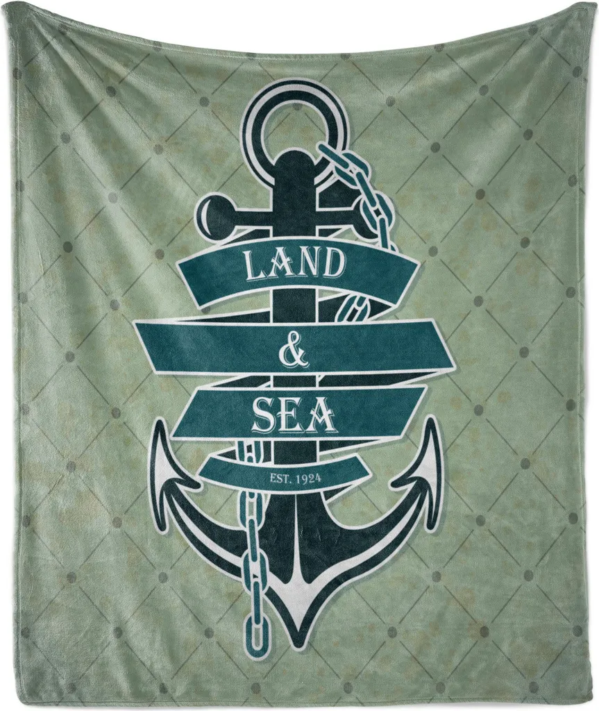 Coperta Pile Flanella Nautica ABAKUHAUS 175x230 cm Verde Acqua Calda