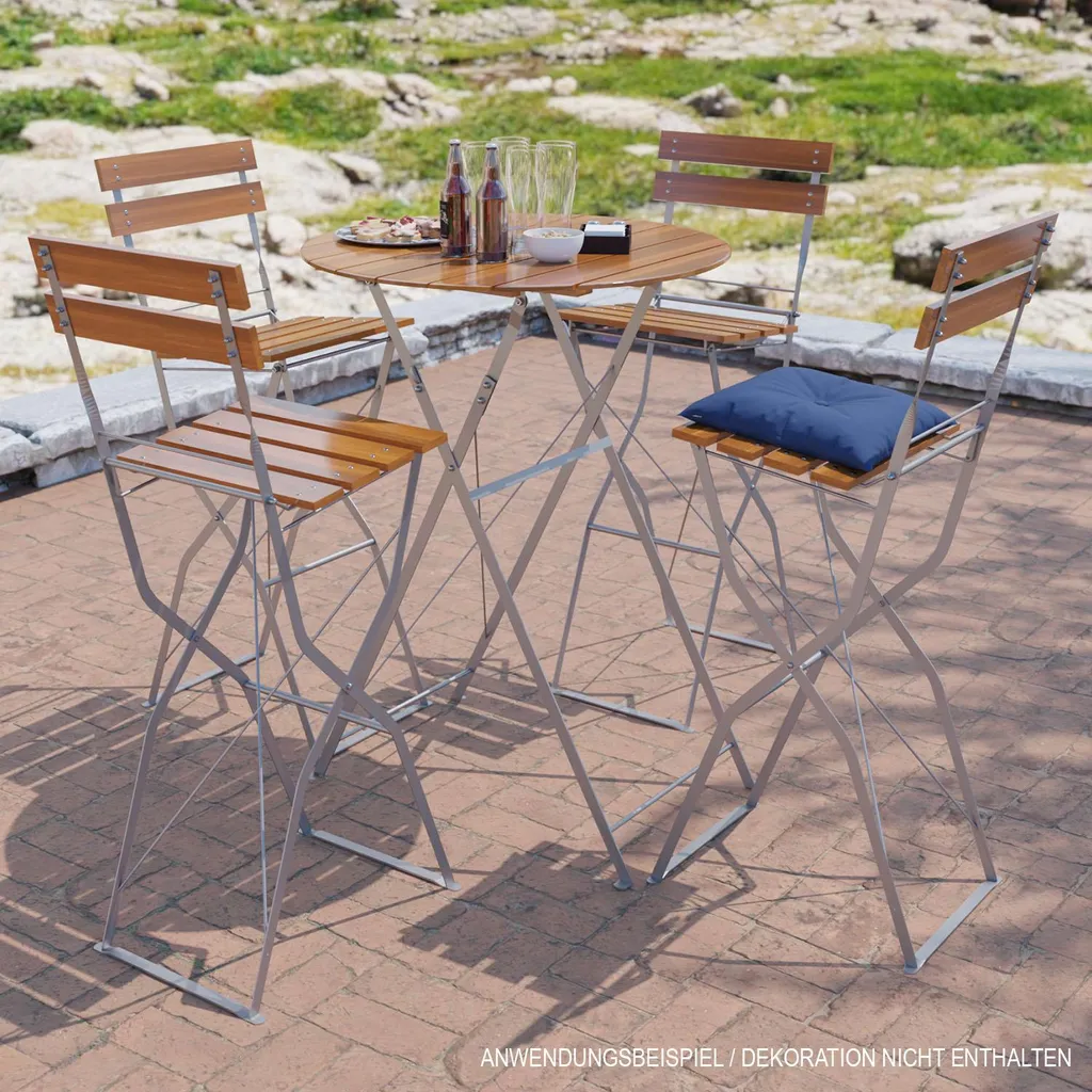 Sgabello Alto Giardino Pieghevole in Legno: Stile Bar e Relax - 2