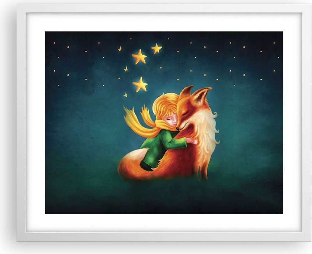 Gerahmtes Poster - Weißer Rahmen - Klein Prinz Nov - 50x40 cm - Wand Bild - Wanddeko - Wandbilder - Kunstposter - Wandposter - Bilderrahmen - Bild...