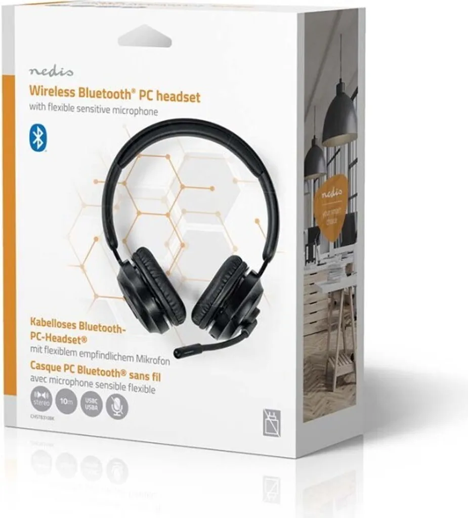 Cuffie Bluetooth Pieghevoli Nero - Auricolare Stereo PC con Microfono - 9