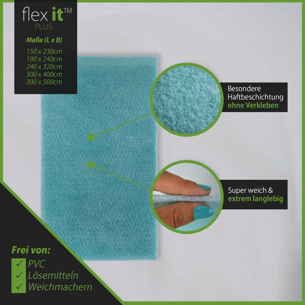 flex it™ Premium Ohne PVC & Weichmacher AntirutschmatteTeppichunterlage