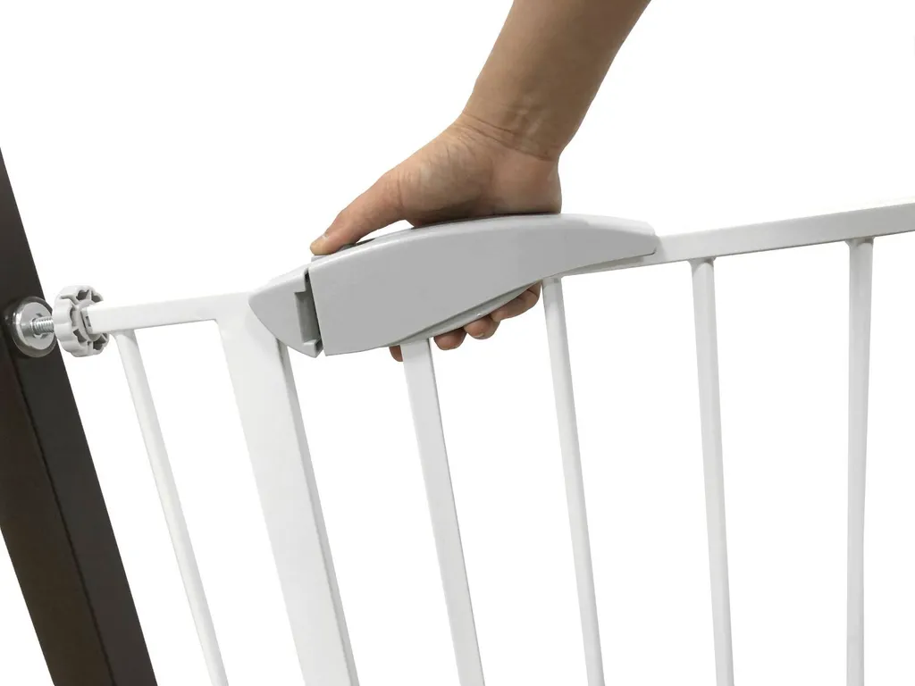 Barrière de sécurité blanche en métal pour escalier avec fixation pression