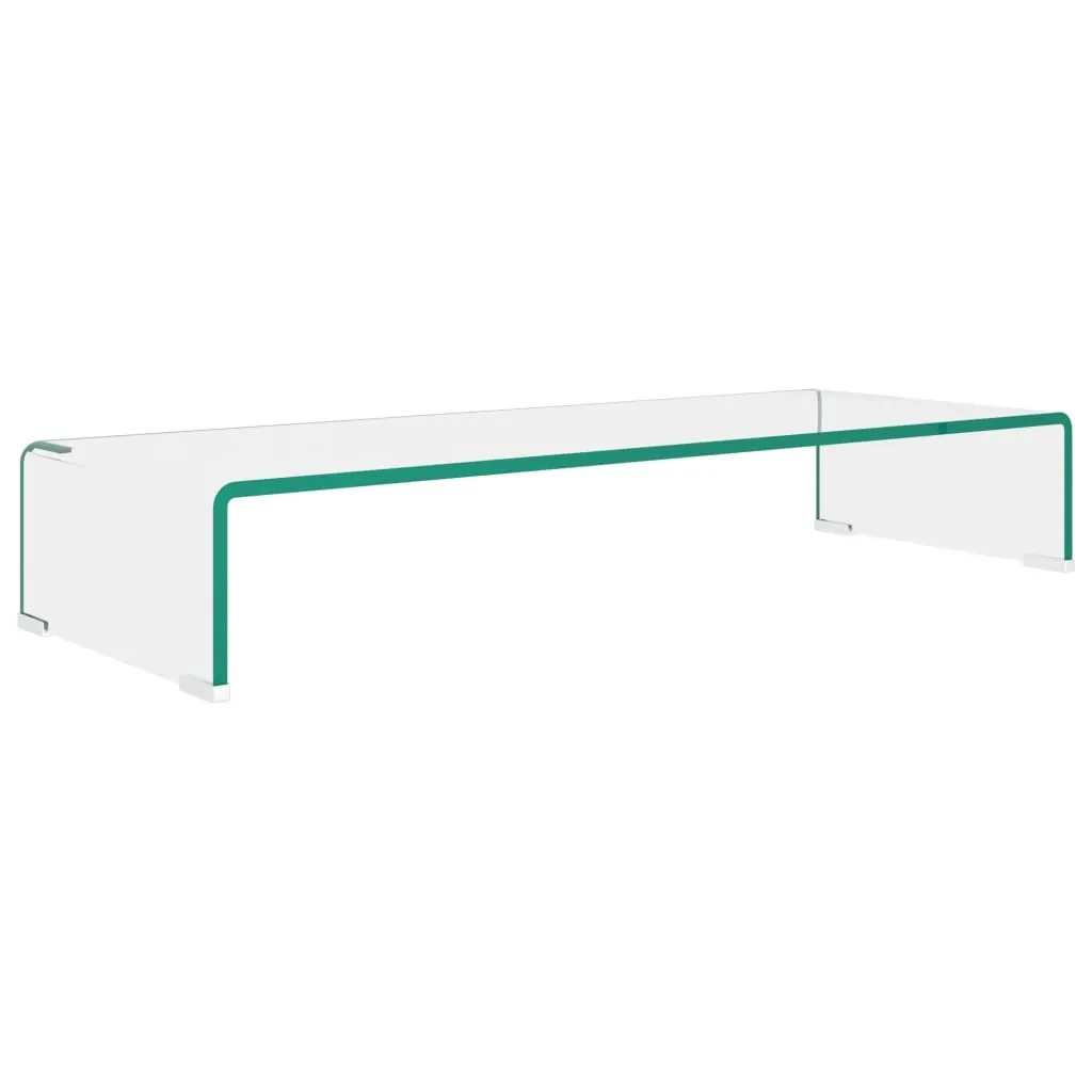 Supporto TV in Vetro Trasparente 80x30x13 cm - Rialzo Monitor Elegante