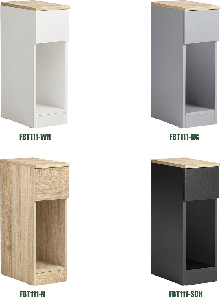 Table De Chevet Étroite Avec 2 Tiroirs - Blanc - 30x20x58 Cm - Étagère Pour Espace Réduit - Commode De Niche