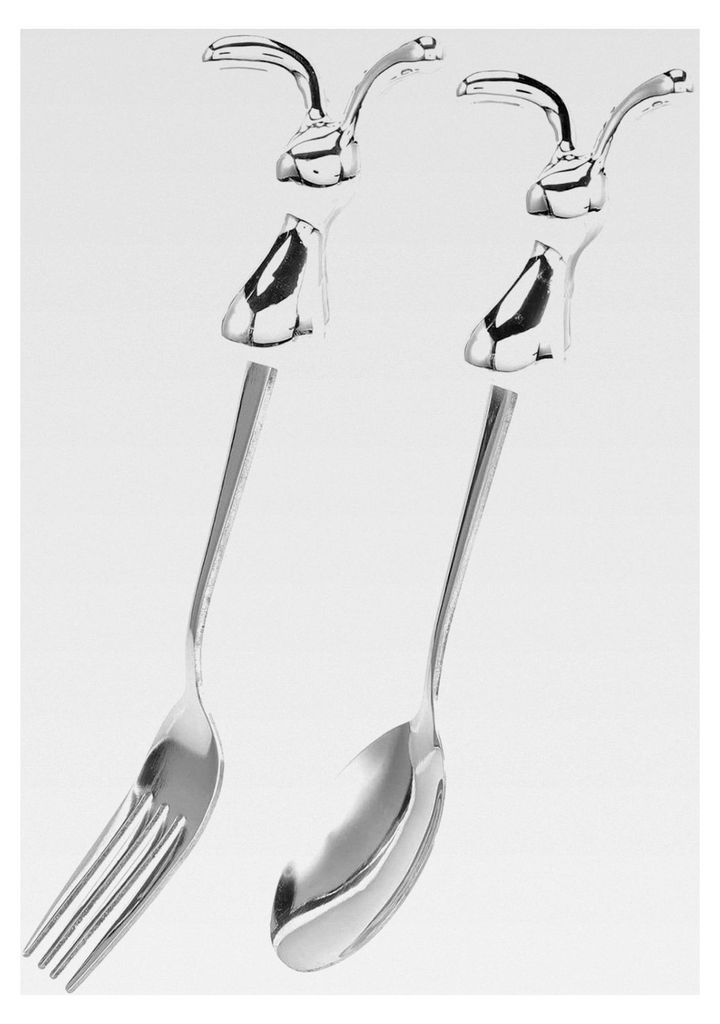 2-teiliges Edelstahl-Kindergabel- und Löffelset für Kleinkinder mit Kaninchenform-Griff, Reisebesteck für Mittagessen, Metallbesteck für Jungen...