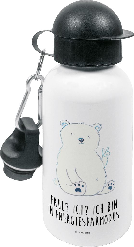 Mr. & Mrs. Panda Trinkflasche Eisbär Faul - Weiß - Geschenk, Büro, Wasserflasche, Homeoffice, für den Kindergarten, Teddy, Entspannen, Nordpol,...