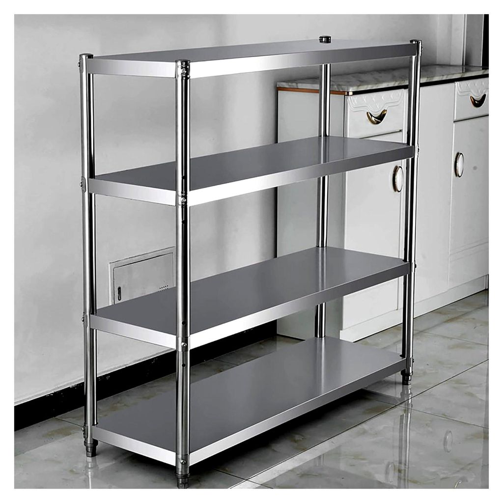 Robustes 4-stöckiges Mikrowellenregal aus Edelstahl – Küchen- und Garagenorganizer, langlebiges Mehrzweckregal zur optimalen Raumnutzung