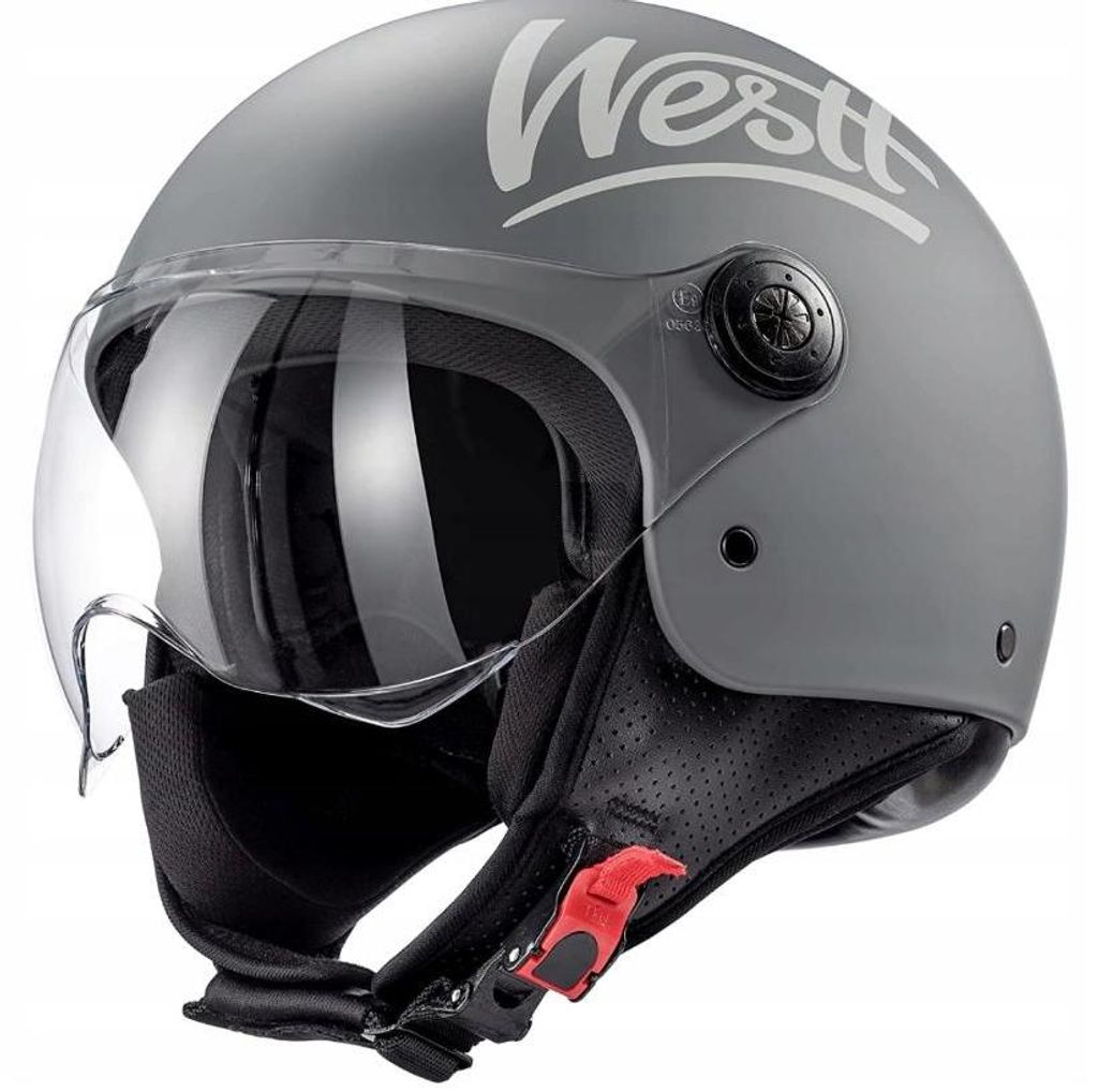 Westt Classic Jethelm mit Visier Motorradhelm M Herren Damen Roller Chopper