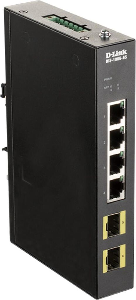 D-Link DIS-100G-6S Gigabit Switch Industrial 4Port RJ45 2x 100/1000M SFP