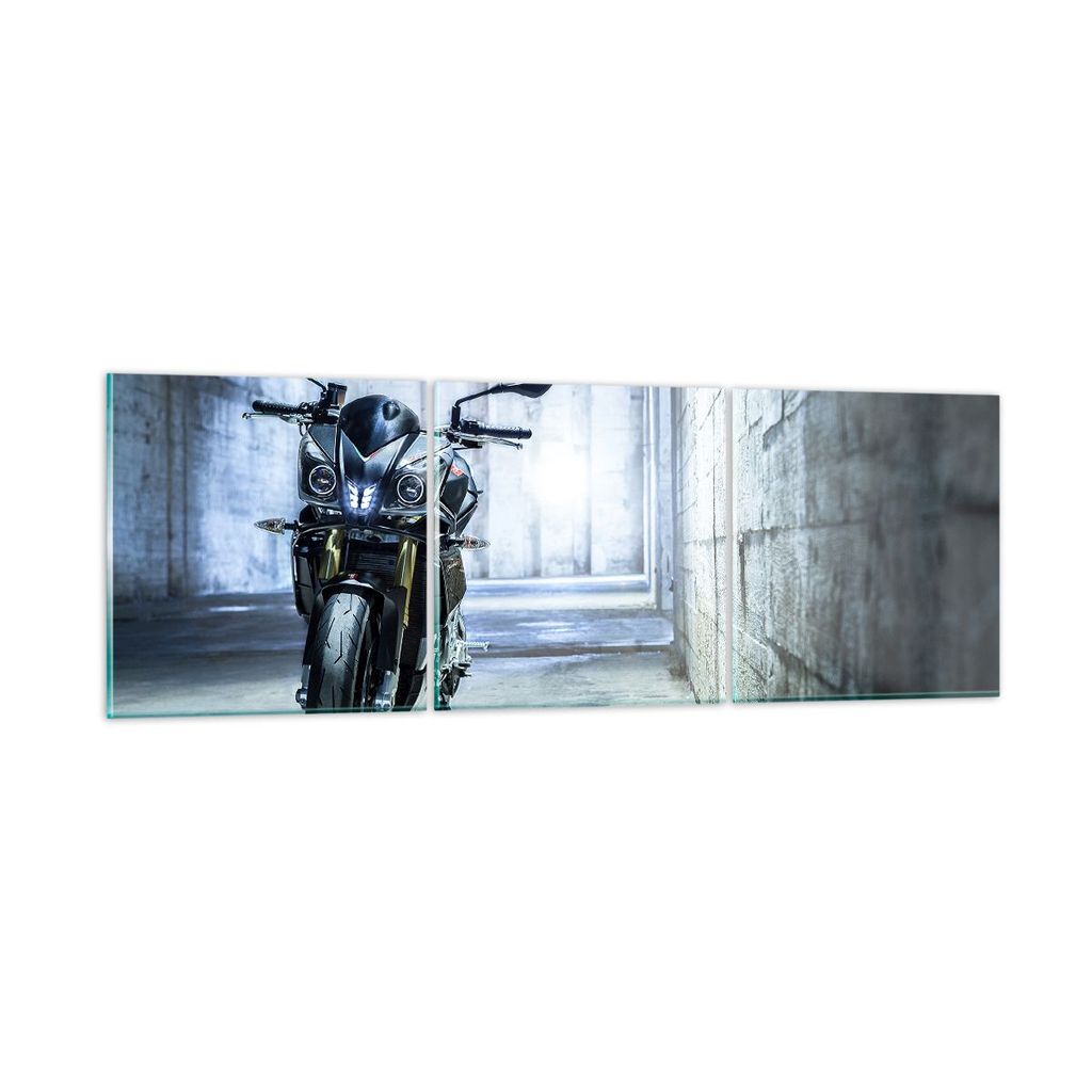 Bilder auf glas - Motorrad retro klassisch - 150x50cm - Glasbilder - Wandbilder - Kunstdruck - zum Aufhängen bereit - Wanddekoration aus Glas - Gl...