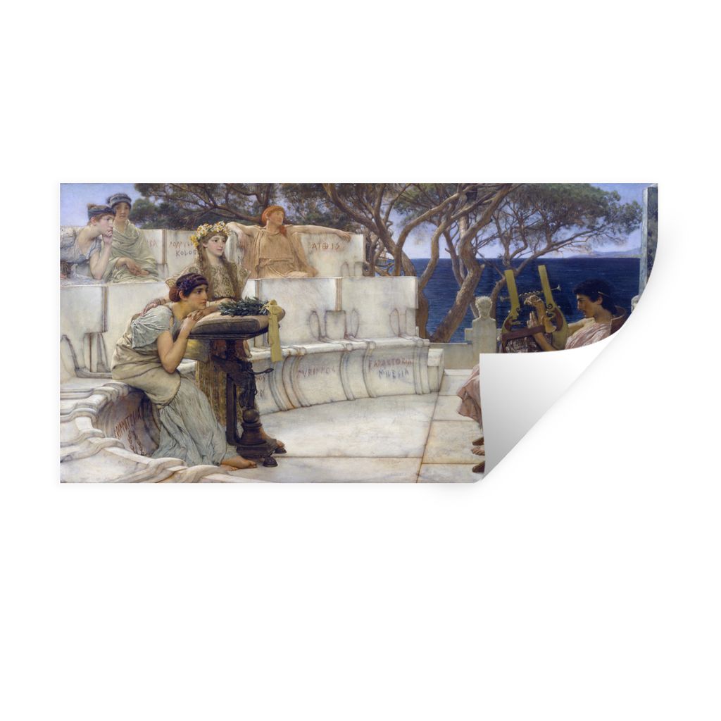 MuchoWow Wandtattoo Wandsticker Wandaufkleber Sappho und Alkaios - Lawrence Alma Tadema 40x20 cm Selbstklebend und Repositionierbar - Aufkleber