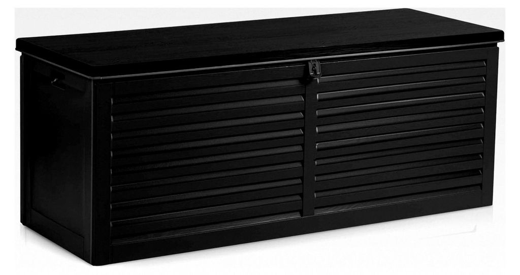 Gartenbox Solid Black verstärkte Kunststoffkonstruktion für Außenbereiche wie Garten, Balkon und Terrasse, Kapazität 390 l, Größe 143,5 x 57 ...
